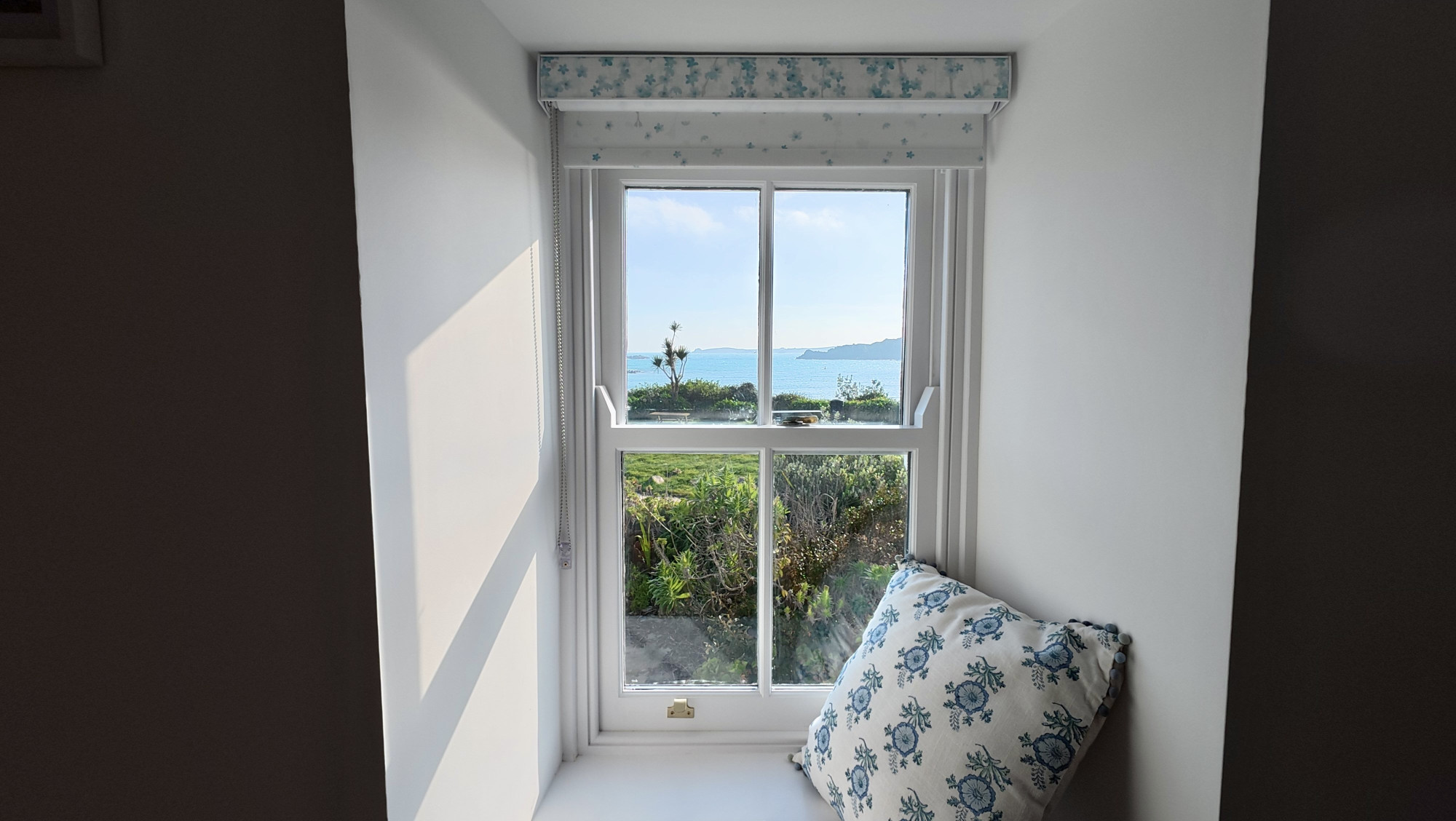 A view out of the main bedroom window onto Porthcressa Beach
